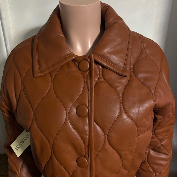 NWT BLANKNYC Faux Leather Quilted Brown Jacket - Picture 6 of 11